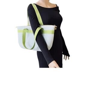 ERIC JAVITS Tote Bag Powder Blue Lime Green SPRING SUMMER PASTEL BOW